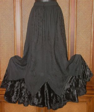 Incredible Pieced Gypsy Skirts W Velvet Color Jet Black