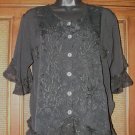 Boho Hippie Notched Up Jet Black Asym Blouse Choice