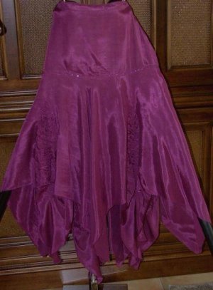 Sequins And Godets Full Pointy Bottom Skirt Plum Wine