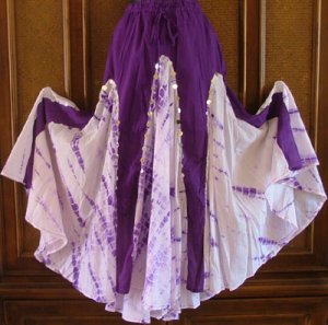 Funky Hippie Twirlly Dancer Tie Dye Skirt Purples OS S-XL