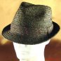 100% RAFFIA STINGY BRIM FEDORATRILBY BAND HAT BROWN L