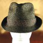 100% RAFFIA STINGY BRIM FEDORATRILBY BAND HAT BROWN L