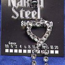 Glittery HEART Belly Jewel with Dangling Crystals!