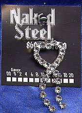 Glittery HEART Belly Jewel with Dangling Crystals!