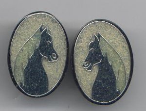 Inlayed HORSE Earrings-Beautiful-Hand Made Studs