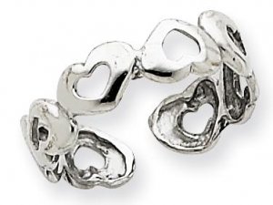 Open Heart Toe Ring of 14k White Gold New!
