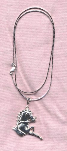 Sterling Silver Horse Charm & 20" Box Chain-New! .925