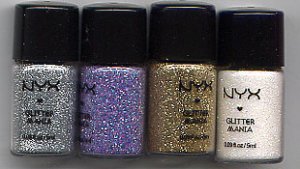 4 NYX GLITTER Powders-Nasty Colors! Discontinued!!!