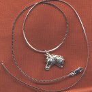 SS Horse Head Pendant w/20" Mirror Box Chain!