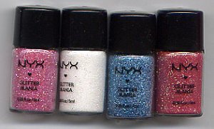 4 NYX GLITTER Powders-Hot COLORS! Discontinued!