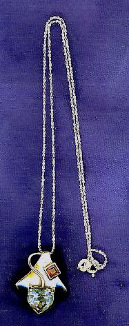 SS TOPAZ & GARNET Pendant with 16" Sterling Chain!