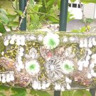 Beautiful BEADED Bag in Sage, Silver & White