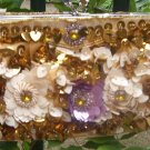 Beautiful BEADED Bag in Gold, Cream and Lilac
