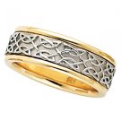7mm Celtic-Insipired Two-Tone 14KT Gold Band Sz5-6.5