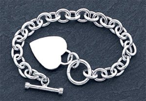 Engraveable Sterling Silver HEART Bracelet! BRAND NEW!
