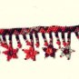 Hand Beaded Anklet-Oranges,Reds,Black,Crystal 9.5"