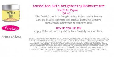 TimeBalm Dandelion Skin Brightening Moisturizer By The Balm
