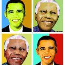 Barack Obama Papa Nelson Mandala Giclee on Canvas