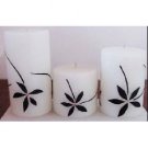 3pc Round Fresh Scented Carved Candle Set Model 673