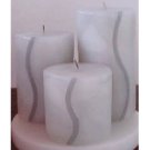 3pc Round Lavender Scented Carved Candle Set Model 694