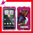 new Premium Hard CASE COVER for HTC EVO 4G ~ PINK BUTTERFLY SKULL