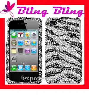 new Premium BLING BLING CASE COVER for APPLE iphone 4 4th Generation 4GS ~ DIAMOND ZEBRA