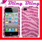 Premium BLING BLING CASE COVER for APPLE iphone 4 4th Generation 4GS ~ DIAMOND PINK & SILVER ZEBRA