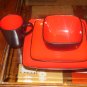 Red and Black Stoneware Dishware Set New Still in Box