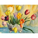 Bright Tulips (16.4" H x 22" W, Grand; Giclee Print of Watercolor Painting) (Floral)