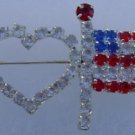 I Love America Flag Brooche