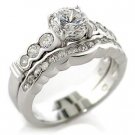 Brass, Rhodium, AAA Grade CZ Ring Size 9