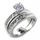 Brass, Rhodium, AAA Grade CZ, Clear Ring Size 6  (229)