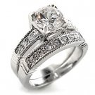 Brass, Rhodium, AAA Grade CZ Bridal Set Size 8 (231)