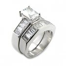 Brass, Rhodium, AAA Grade CZ, Clear Ring Size 7 (238)