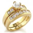 Gold Plated AAA Grade CZ Clear Ring Size 8 (245)