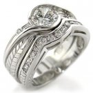 Brass, Rhodium, AAA Grade CZ, Clear Ring Size 9 (252)