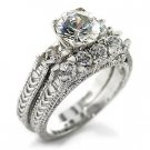Brass, Rhodium, AAA Grade CZ, Clear Ring Size 8 (253)