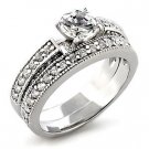 Brass, Rhodium, AAA Grade CZ, Clear Ring  Size 6 (255)