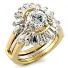 Two-Tone, AAA Grade CZ, Round, Clear Ring Size 8 (262)