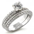 Brass, Rhodium, AAA Grade CZ, Clear Ring Size 9 (257)