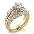 Brass, Two-Tone, AAA Grade CZ, Clear Round Ring Size 7 (265)
