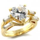 Brass, Gold, AAA Grade CZ, Clear Ring Size 6 (266)