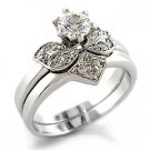 Brass, Rhodium, AAA Grade CZ, Round, Clear Ring  Size 7 (269)