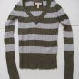 American Eagle Sweater S Small Knitted Top V-Neck Cable Stripes