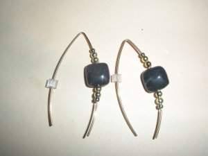 Black Square Onyx & Tiny Gold Colored Beads
