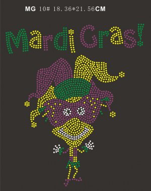 Mardi Gras rhinestone transfer