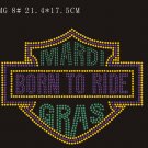 Mardi Gras hot fix rhinestone motif