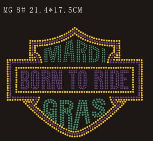 Mardi Gras hot fix rhinestone motif