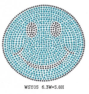 Smile face hot fix motif