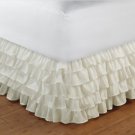 1000TC 100% Egyptian Cotton Multi Ruffle Solid Bed Skirt Queen Size Ivory Color